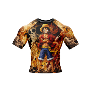 Maillot de compression à manches courtes pour homme One Piece Luffy, imprimé par sublimation, séchage rapide, pour l'entraînement - Product Image 2