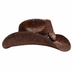 Chapeau de cowboy en cuir marron avec broderie de perles, unisexe, décontracté, pour adultes, à porter en toutes saisons - Product Image 5
