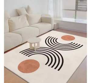 Ensemble de tapis de luxe à poils longs, coupés bouclés et tuftés à la main, design moderne, écologique, adapté aux animaux domestiques, pour salon, motif floral multicolore - Product Image 1