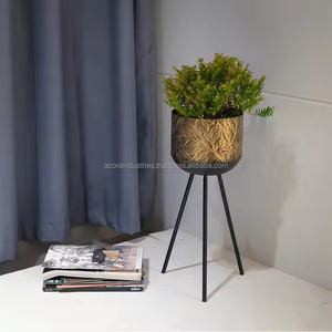 Modern Metal <b>Planter</b> Black <b>Gold</b> <b>Planter</b> With Flower Pattern for Indoor Home and Outdoor Garden Decoration by Azora industries - Product Image 1