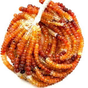 Natural Mexican Fire Opal Faceted Rondelle Beads Mexican Opal Beads Top Quality <b>Machine</b> <b>Cut</b> Faceted Opal Beads 6x8 mm Opal Beads - Product Image 4