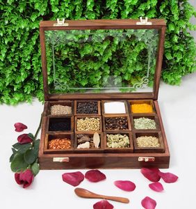 Boîtes de rangement pour épices en bois écologiques résistantes à la poussière, article cadeau décoratif pour la cuisine, ensemble de condiments, passe au lave-vaisselle - Product Image 4