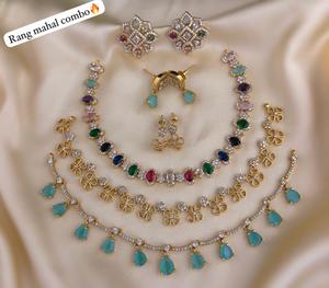Magnifiques ensembles de colliers finition mate CZ, offre combo idéale pour les occasions festives et le bureau, ensembles de colliers minimalistes. - Product Image 5