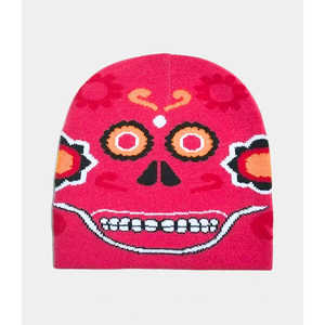 Red Y2K Ghost Face Halloween Beanie Hat - Product Image 2
