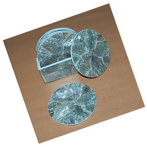 Juego de cristalería Abalone de 6 piezas, cristalería y manteles individuales con diseño de mosaico artístico, tamaño 10 cm / juego de 6 piezas con caja - Product Image 2