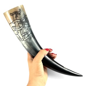 Natural <b>Drinking</b> Horn Mug Viking Style Handmade Beer Horn Cup Traditional Mead Tankard Rustic Scandinavian Barware Gift Item - Product Image 1
