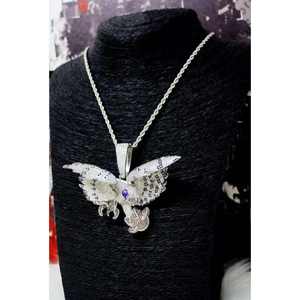 Elegante Colgante de Plata Pura con Forma de Águila, con Moissanita y Detalles de Gemas, Diseño Único de Alas, Joyería Hip-Hop para Hombres y Mujeres - Product Image 4