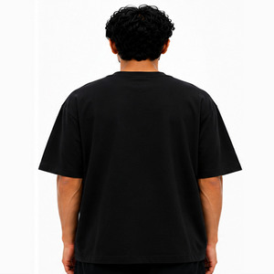 T-shirt Homme Oversize Noir en Coton 2026 Manches Courtes Col Rond Décontracté Streetwear Respirant Coupe Classique Logo Avant Uni - Product Image 5