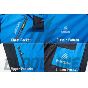 Veste Softshell Coupe-Vent à Manches Longues pour Hommes BLOODLINE Bleu Noir Vêtements de Sport d'Extérieur Hiver - Product Image 6