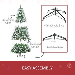 Albero di Natale Artificiale Non Illuminato da 1,8 m, Effetto Neve, Rami Realistici, 61 Pigne e 800 Punte - Product Image 4