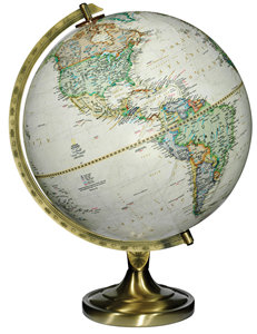 Mapa político clásico de la Tierra con geografía detallada y soporte con acabado en bronce para el hogar u oficina - Product Image 1