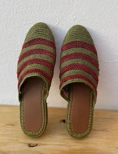 Handmade Raffia Sandals: Woven <b>Mules</b> with Leather Lining - Product Image 3