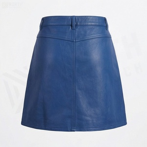 Women High Waist A-Line Faux <b>Leather</b> <b>Mini</b> <b>Skirt</b> Solid Color With Pockets Shiny Design All Seasons Wear - Product Image 2