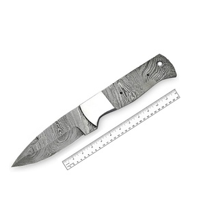 Cuchillo de Caza de Acero de Damasco con Hoja de Punta Caída de 12 cm, Personalizable DIY ODM, Cuchillo Táctico de Supervivencia con Mango de Damasco - Product Image 1