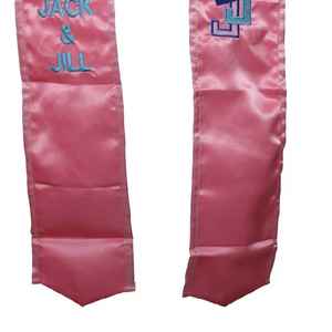 Écharpe de Cérémonie Personnalisable en Satin Brodé Jack and Jill pour Remise de Diplôme, Fraternité Universitaire et Sororité - Product Image 4