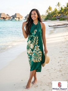 Pareo Hawaiano Polinesio, Sarong Tejido con Diseño Floral, Ligero, para Playa, Ropa de Verano para Niños, Tela Personalizada OEM ODM - Product Image 6