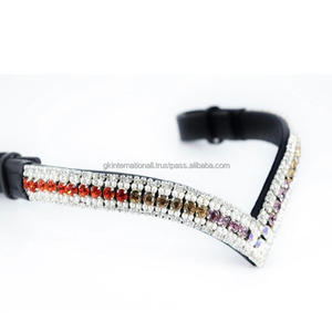 Banda Frontal para Caballo de Cuero de Lujo de Alta Calidad, Cuero Inglés Genuino y Cristales Dorados, Accesorios Premium, Se Aceptan OEM y ODM - Product Image 4