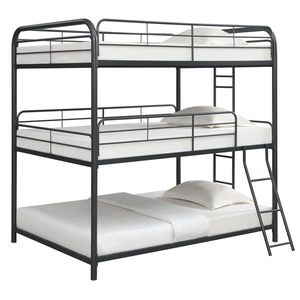 <b>Triple</b> Full Black Metal <b>Bunk</b> <b>Bed</b> Furniture <b>for</b> <b>Kids</b> & Teens - Product Image 1
