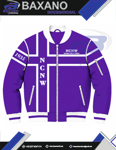 Chaqueta Universitaria para Mujer NCNW Sorority, Blanca, con Letras Griegas Bordadas, Cierre Frontal, Estilo Preppy, Cuello y Puños con Letras - Product Image 4