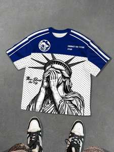 T-shirt de sport unisexe tendance en maille oversize avec imprimé graphique, style streetwear, fournisseur en gros personnalisé 2026 - Product Image 3