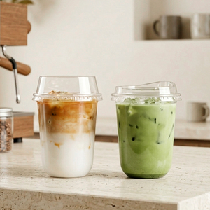 QUANG QUAN 16/22/24oz Clear PP/PET Disposable Single Wall <b>Plastic</b> <b>Cup</b> with 95mm Lid for Cold Coffee & Tea Beverages - Product Image 1