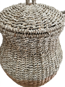 Cesta de Almacenamiento ROMI de Jacinto de Agua y Hierba Marina Natural con Tapa, Organizador Tejido a Mano, Decoración Ecológica para el Hogar - Product Image 2