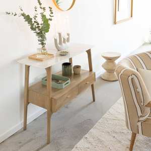 วานดานา เอลารา สเตลลาร์ โต๊ะคอนโซลไม้มะม่วงและหินอ่อน - Product Image 1