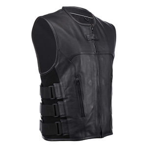 Gilet de moto en cuir matelassé personnalisé pour homme, finition premium, design réversible décontracté, protection anti-UV, fermeture éclair - Product Image 1