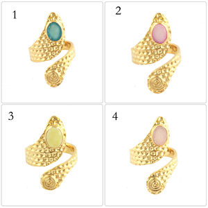 โรงงานขายรูปไข่รูปร่างมะนาวน้ำตาล Druzy ตอกงบแหวน24K ชุบทองเปิดปรับปัจจุบันแหวนสำหรับเธอ - Product Image 2