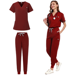 Conjuntos de Uniformes Médicos de Moda para Mujer y Unisex, de Mezclilla Suave Elástica (Spandex/Poliéster), Uniformes Quirúrgicos para Hospital, con Detección de Agujas PK - Product Image 1