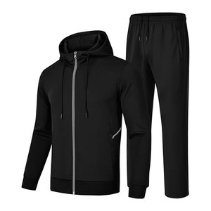 Conjunto Deportivo Unisex de Invierno, Sudadera con Capucha y Pantalones de Chándal, 2 Piezas, Sudadera con Cierre Completo, Pantalones Deportivos de Felpa Transpirable - Product Image 2
