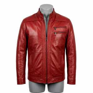 เสื้อแจ็คเก็ตหนังเทียมผู้ชายทรงเข้ารูปแฟชั่นลำลอง - Product Image 1