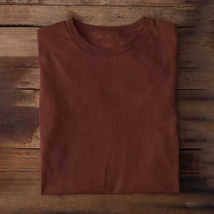 Camiseta Unisex de Cuello Redondo y Manga Corta, Color Marrón Oscuro, 100% Algodón, Transpirable, Corte Regular, para Todas las Temporadas, Color Sólido - Product Image 5