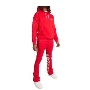 Ensemble de survêtement évasé surdimensionné de qualité supérieure, sweat-shirt et pantalon en coton mélangé doux et confortable, parfait pour les hommes et les femmes - Product Image 1
