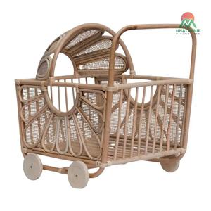 Directement de l'usine : Chariot à thé en rotin naturel et sûr, jouet à pousser, décoration de chambre d'enfant et cadeau pour enfants. - Product Image 2