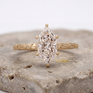 Bague en or jaune avec diamant de laboratoire marquise tournesol gaufré de qualité supérieure pour fiançailles, mariage, fête ou jour spécial - Product Image 2