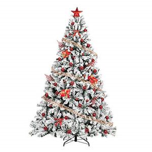 6 FT Unlit Snow Flocked Hinged Artificial Christmas Pine Tree Full 1050 Tips Branch Sturdy Metal Stand for Indoor Holiday Xmas - Product Image 3