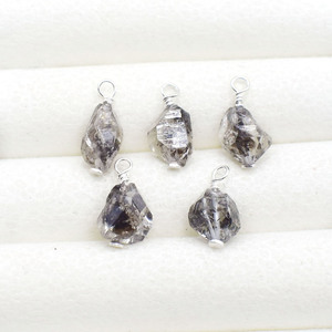 Raw Herkimer Wire Wrapped Pendant <b>Silver</b> Plated Natural 8 - 10mm Gemstone <b>Charm</b> Jewelry Making Supply Birthstone January - Product Image 2