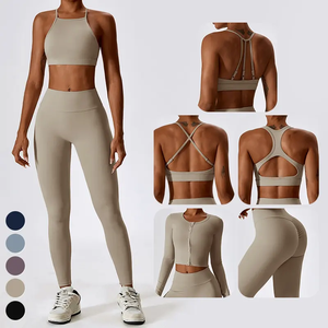 Women Yoga Set Sports Bra and Leggings Quick Dry Breathable High Support Fitness Activewear - Product Image 2