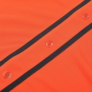 Maillot de baseball unisexe orange à manches courtes, boutonné sur le devant, anti-humidité, respirant, UPF 50+, grande taille, coupe classique, adulte, couleur unie - Product Image 3