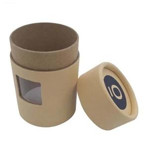 Caja cilíndrica de cartón con logotipo personalizado, embalaje biodegradable en tubo de papel, caja redonda ecológica de kraft para productos esenciales con ventana de exhibición. - Product Image 1