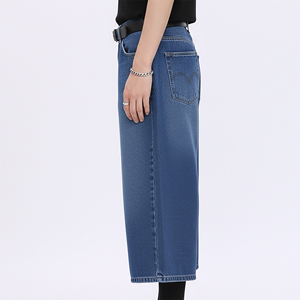 Short en jean vintage délavé de haute qualité, coupe longue et ample, style streetwear, bleu délavé à la pierre - Product Image 5