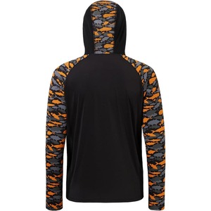Men's Black Hooded Fishing <b>Shirt</b> With Orange <b>Fish</b> Print Long Sleeve UPF 50 Anti-UV Protection Pullover Outdoor Wear - Product Image 2
