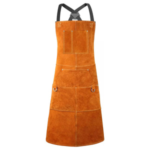 Cowhide Split Leather Welding <b>Apron</b> Multi Pockets Heat Flame Resistant Heavy Duty Abrasion Resistant Construction Workwear - Product Image 3