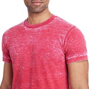 Men's O-Neck Short Sleeve Solid Color Acid Wash T-<b>Shirt</b> Regular Fit 100% Cotton Knitted Casual Wear - Product Image 5