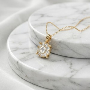 สร้อยคอจี้เพชรทรงกลม 0.75 กะรัต ฝังแบบหนามเตย - Product Image 3