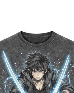 Camiseta Gris Oscuro con Gráfico de Samurai Anime para Hombre, Algodón, Estilo Urbano, Estampada, Informal, a la Moda, con Logotipo Personalizado, Fabricante OEM - Product Image 5