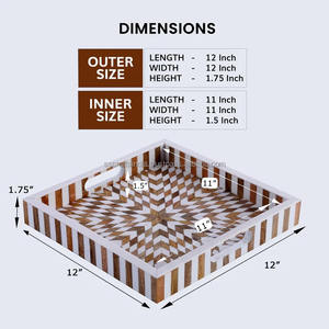 Plateau incrusté en résine de qualité supérieure avec poignées Utilisation polyvalente pour servir les invités ou présentoir de table basse élégant d'Inde - Product Image 5