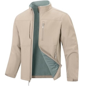 Veste softshell doublée en polaire de couleur beige, vestes softshell pour hommes, vestes softshell écologiques de qualité supérieure pour la randonnée et les activités de plein air - Product Image 1