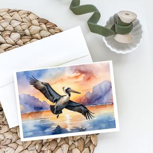 Pelican Fyling at Sunrise Whimsical A7 Tarjetas de notas en blanco Paquete de 8 con sobres Tarjetas de felicitación de tamaño 5x7 - Product Image 2